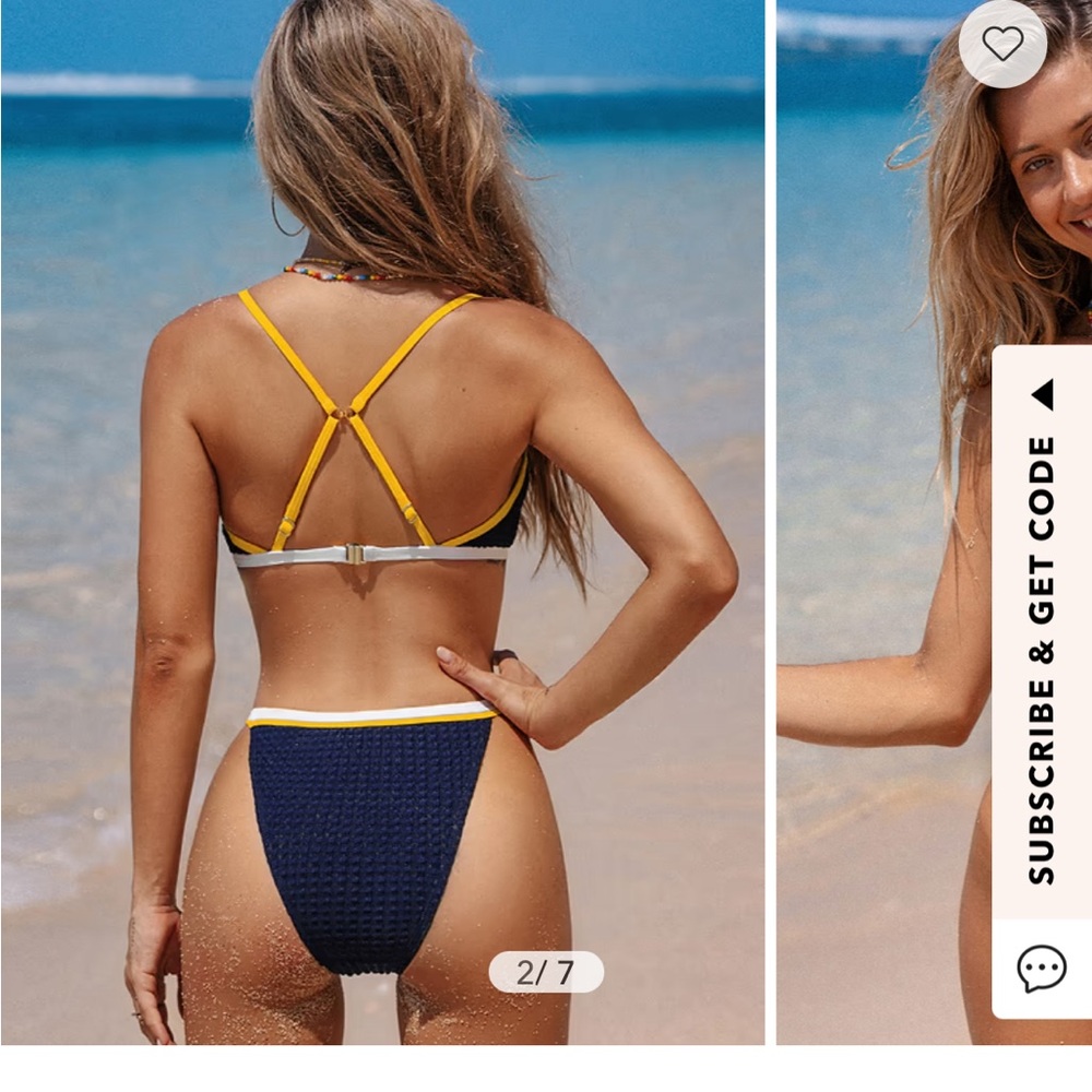 Navy and Yellow Bikini Set